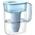 Waterdrop TDS Reduction Water Filter Pitcher with 1 Filter, 10-Cup, 4-Stage Filtration System, Reduces PFOA/PFOS, Lead, Chlorine, and More, BPA Free, Blue