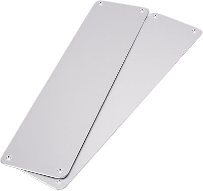 White Hinge Set of 2 12 Inch Satin Aluminium Door Finger Plates 75mm