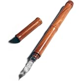 SeventyTwo Handmade Glass Dip Pen with Wood Handle, Fine Point Writing Instrument with Display Case (Brown)