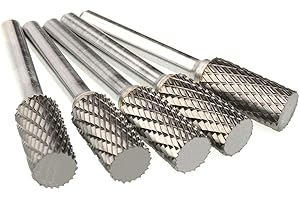 KOTVTM Tungsten Carbide Burr Set SA-5 Double Cut Rotary Burr File(1/2” cutter Dia X 1”Cutter Length) with 1/4'' Shank for Die Grinder Drill Bits (Pack of 5)…