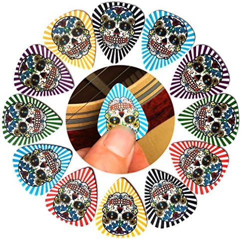 OLIVELAND Skull Celluloid Guitar Picks (12 pc) Gauge 0.73mm Medium Guitar Picks Accessories (skull)