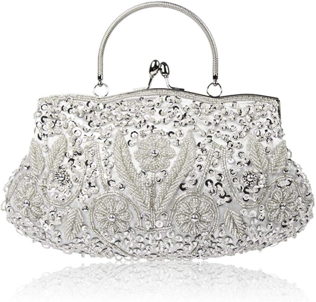 Beaface Pochette Da Sera In Raso E Strass, Con Catella, 25x12x5 Cm, Regalo Per Donna - 2