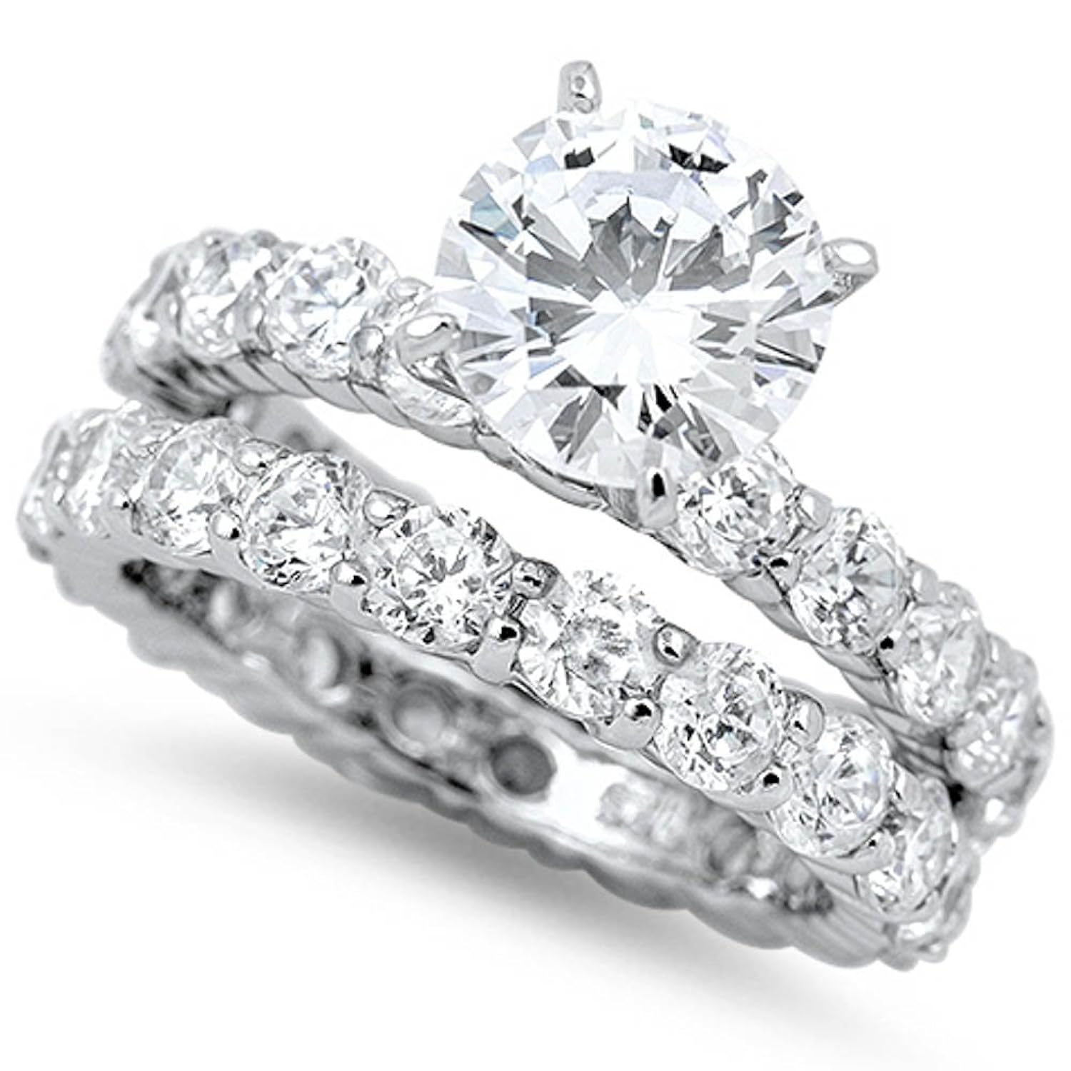 Amazon.com: 3ct Round White Cz Eternity Engagement Ring Wedding Set ... Amazon.com: 3ct Round White Cz Eternity Engagement Ring Wedding Set ...
