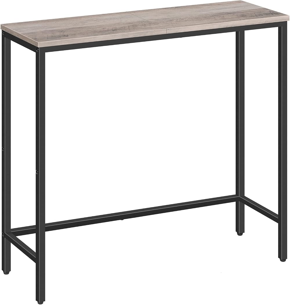 HOOBRO Slim Console Table Hallway Metal Frame Greige Black 75x24x75 cm
