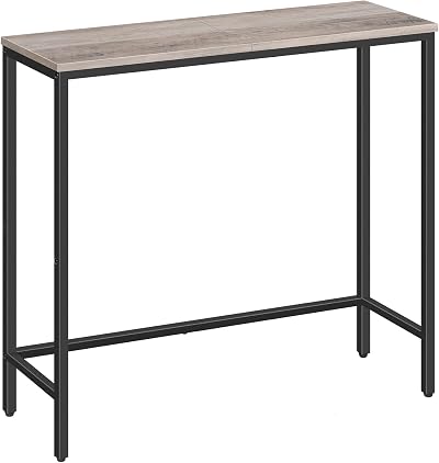 HOOBRO Slim Console Table Hallway Metal Frame Greige Black 75x24x75 cm