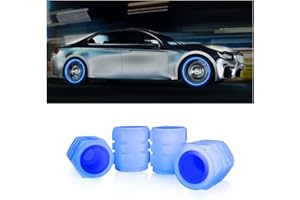 YALOK Tire Valve Stem Caps for Car, 4PCS Noctilucous Tire Air Caps Cover, Illuminated Auto Wheel Valve Stem Cap, Car Accessories Universal for Car, Truck, SUV, Motorcycles, Bike (Blue)
