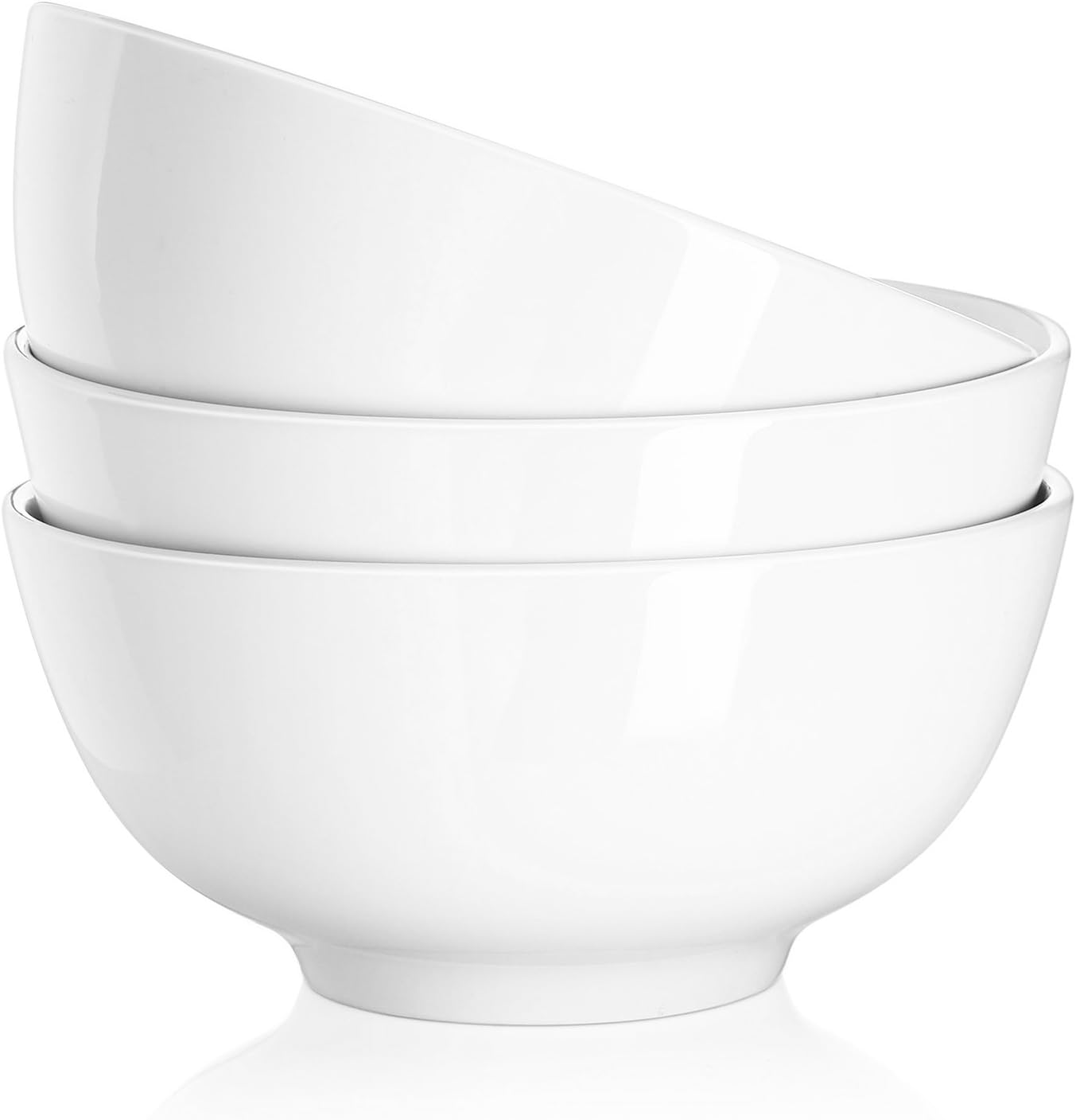 DOWAN Salatschüssel Set, Servierschüssel, Servierschale, Suppenschüsseln Porzellan 1150ml, DM 17,8 cm, Weiß, 3er Set