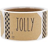 Rustic Farmhouse Christmas Gift Tag Stickers – 2 x 3 Inch Holiday Labels, Roll of 100 – Charming Holiday Adhesive to from Name Tags, Made in The USA