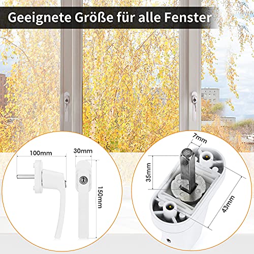 KIDINIX 4 Lockable Window Handles, Window Lock for Children, Length of Shaft 35 mm, with 8 Keys, Lockable Window Handles, Child Safety Window Closed Window Lock Aluminium