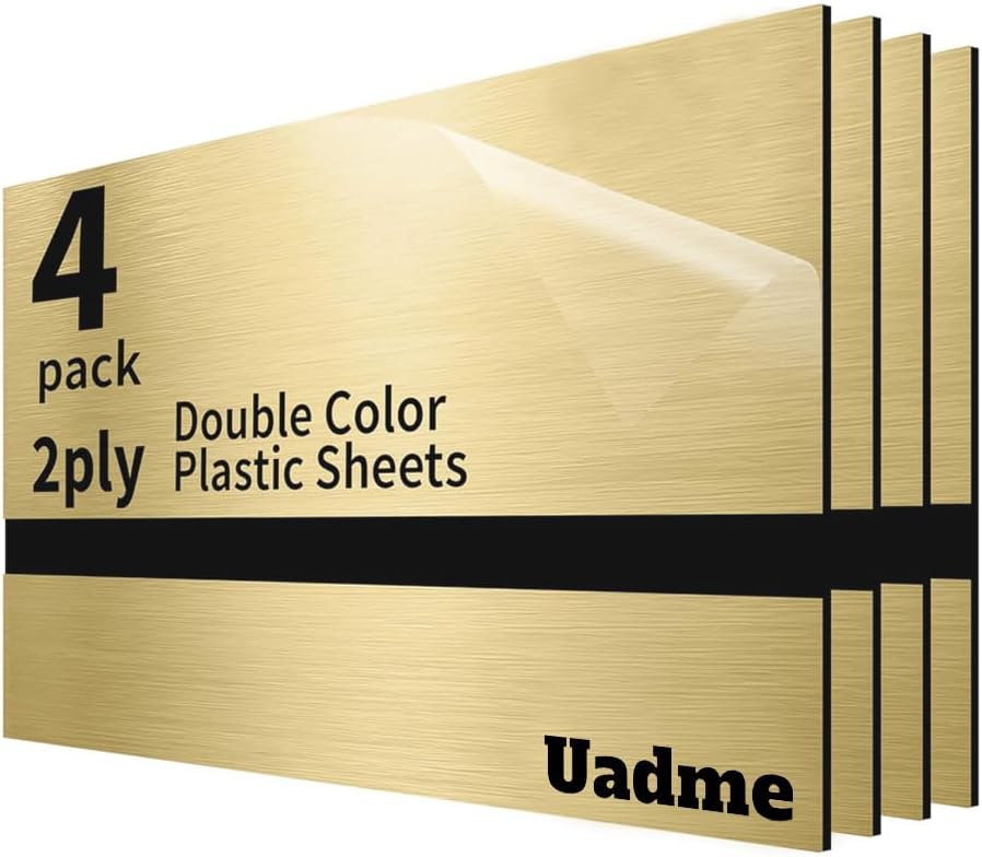 Uadme Laser Engraving Materials Metal Looking Plastic Sheets 4 Pack 30x20cm