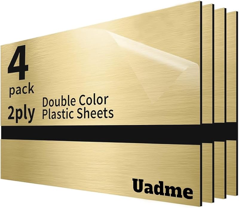 Uadme Laser Engraving Materials Metal Looking Plastic Sheets 4 Pack 30x20cm