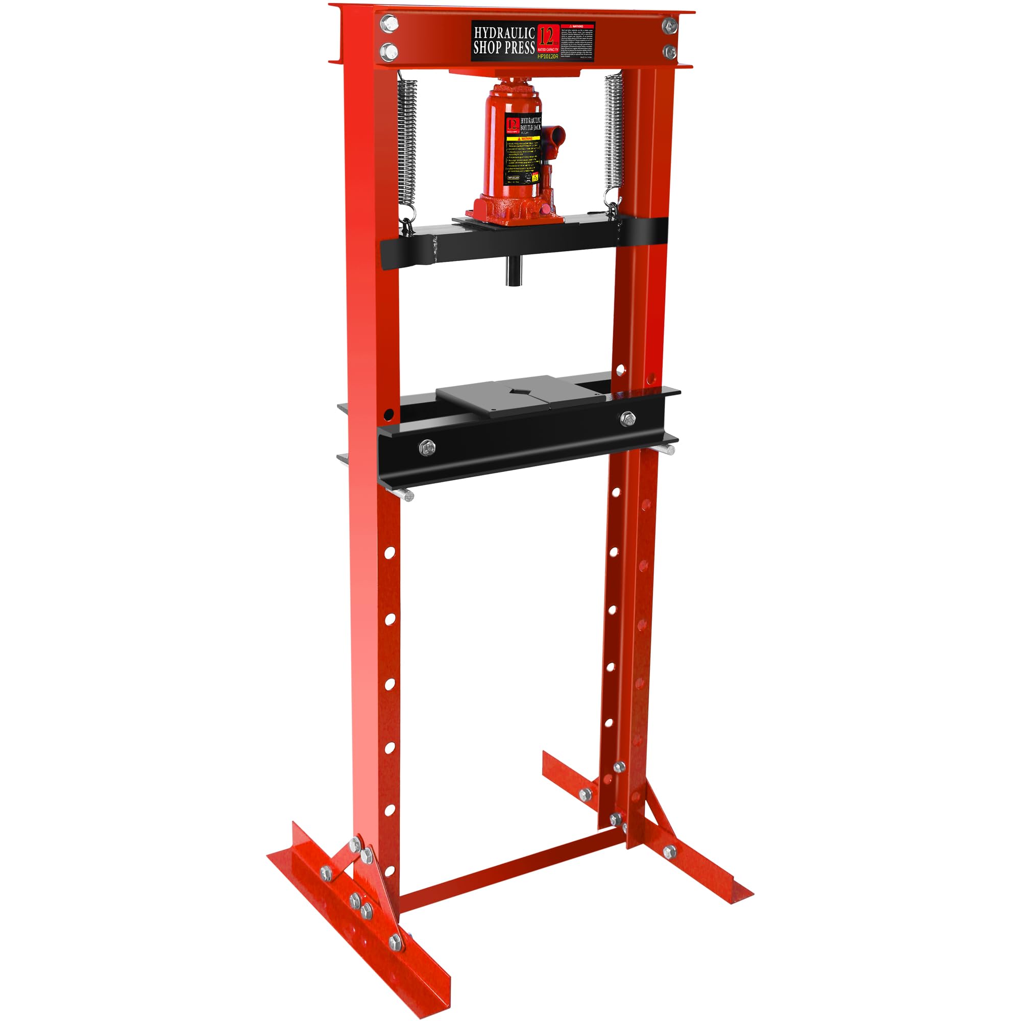 Photo 1 of *Scratches* Hydraulic Shop Press,12 Ton H-Frame Garage Floor Adjustable Shop Bearing Press with Stamping Plates to Bend, Straighten, Or Press Parts, Install Bearings & U-Joints