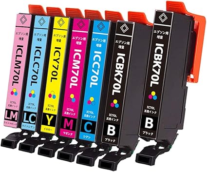 Amazon Epson エプソン Ic6cl70l 互換インクカートリッジ 大容量 6色7本セット 1年保証付 Ic70l 互換インク 対応機種 Ep 976a3 Ep 906f Ep 905a Ep 905f Ep 806aw Ep 806ab Ep 806ar Ep 805a Ep 805aw Ep 805ar Ep 776a Ep 706a