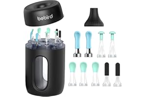 Bebird Original R1 Replacement Tips for Ear Wax Removal, 9 Cleaning Scoops & 1 Safety Plug with Storage Case, Ear Pick Spoon Accessories kit Compatible with R1/R3/X1/X3/W3/C3(New Spiral Structure)