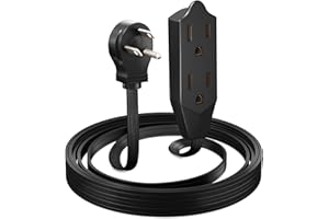 Maximm Extension Cord 6 Feet Flat Plug/Wire, Multi Outlet - 3 Prong Angled Plug Extension Cord - Black UL Certified