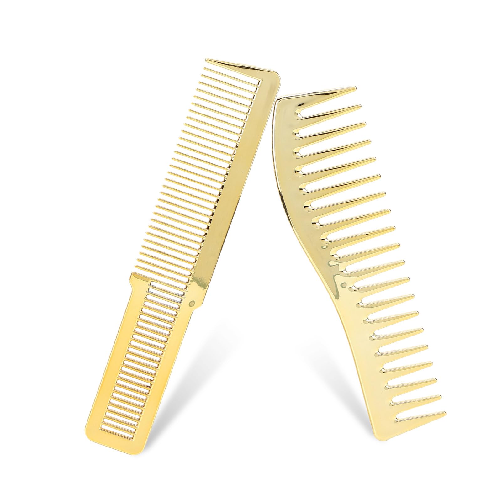 Rose Gold Professional Hairdressing Comb Set — Wide-Tooth Cutting Combs + Tail Styling Brush for Barbers & Stylists