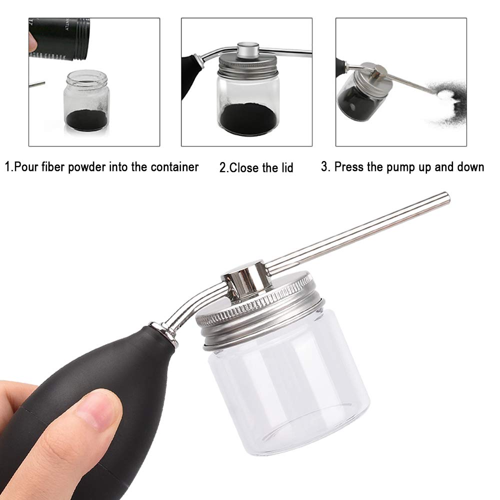 Noverlife Powder Spray Bottles, 12.5G Hairdressing Tools Hair Building Fiber Spraying Bottle, Powder Duster Applicator Nozzle Pump Hair Loss Sprayer Atomizer, Dry Glitter/Mica Spray Pump Dispenser