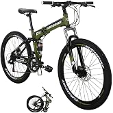 EUROBIKE Adult Folding Mountain Bike HY G4/G6 Foldable Bicycle for Women 26 Inch Wheels 21 Speed Mens Folding Bike Dual Suspension MTB Bicycle