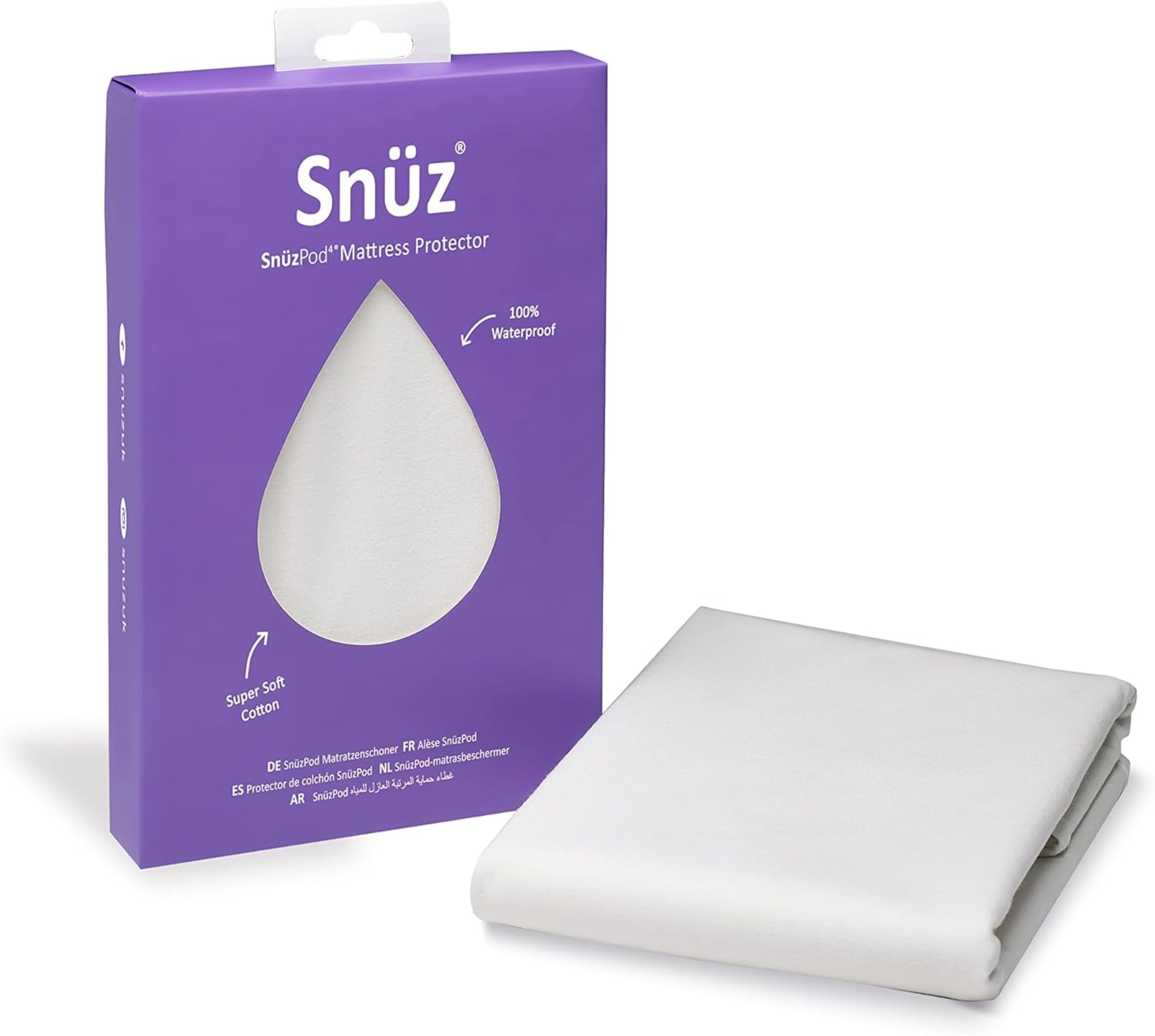 Snüz Crib Waterproof Mattress Protector, Super Soft Brushed Cotton, Machine Washable 40 x 75.5cm