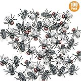 O-Best 100Pcs Mini Flies Verisimilar Magic Trick Joke Toy Halloween Prop Prank Plastic Flies Kidding Novelty Halloween