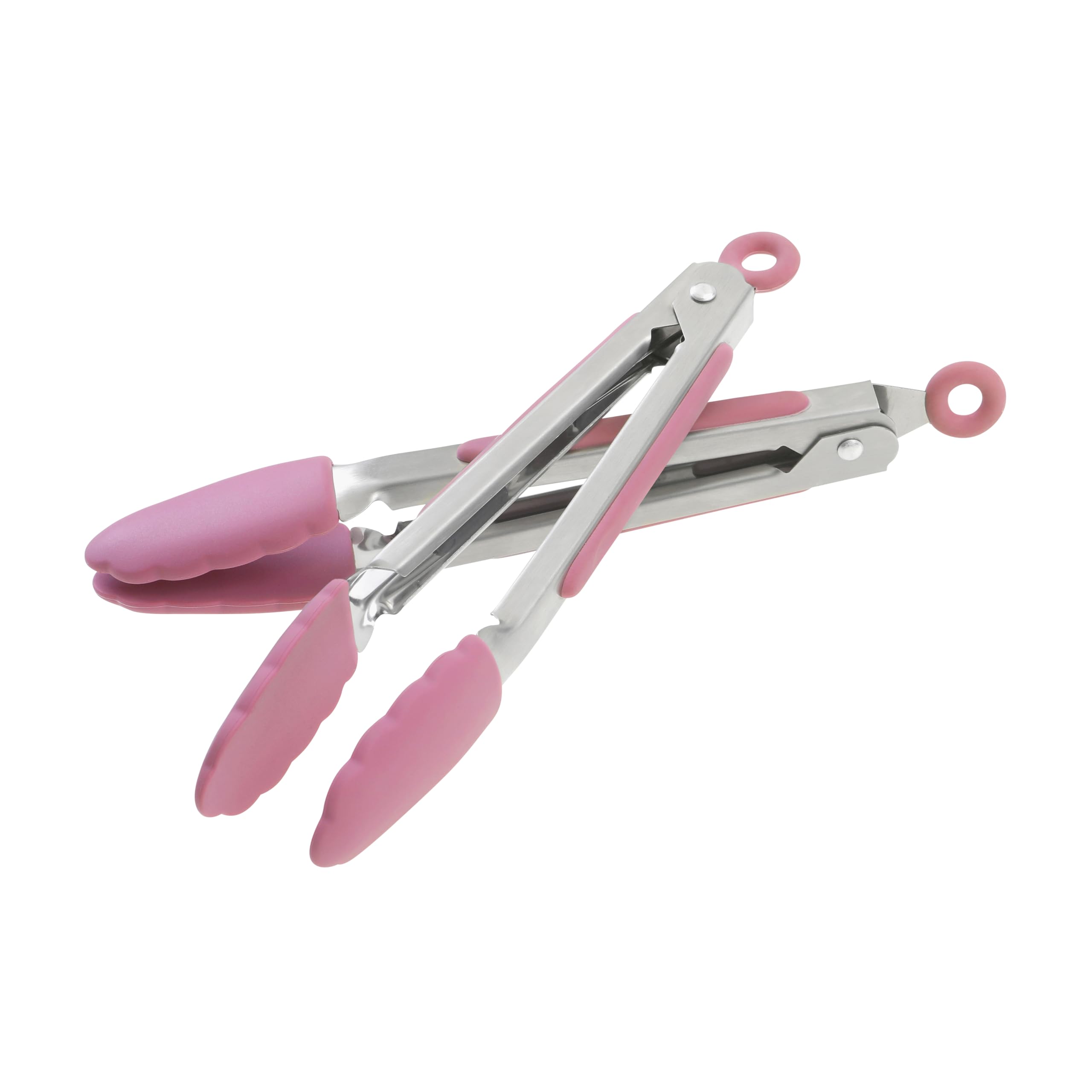 Wiltshire Mini Silicone Kitchen Tongs 18cm, Set of Two, Cooking & Serving Tongs, Salad & BBQ Tongs, Stainless Steel, Heat-Resistant Utensil, Non-Stick, Non-Scratch Tip, Studio Pink, 21x3.2x2.7cm