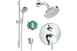 Hansgrohe KSH04447-04342-66PC Raindance Shower Faucet Kit with Handshower Wallbar PBV Trim with Diverter and Rough, Chrome