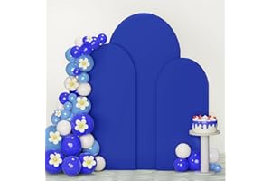 FUHSY Wedding Arch Covers 3 Set 7.2FT, 6.6FT, 6FT Spandex Covers for Arches Fitted Arch Backdrop Stand Cover Blue Birthday Arch Cover for Chiara Backdrop Covers for Bridal Baby Shower Garden Decor