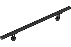 MERANTI HOME + GARDEN Meranti Aluminum Handrail for Indoor or Outdoor Steps and Stairs – Hand Rails for Elderly – DIY Complete Stair Railing Kit (AHR, Black Textured, 7' Length)