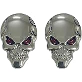 2 Pcs Metal Skeleton Skull Logo Emblem Badge Car Stickers Decals for Cars Trucks Motorcycle Mobile Phone Computer Laptop (Silver)