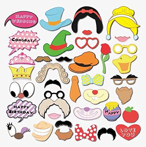 Photo Booth Props Mustache On Stick Cartoon Princess Mickey Mouse and Donald Duck Party Fun