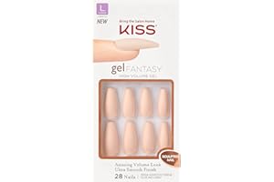 KISS Gel Fantasy Ready-to-Wear Sculpted Gel Nails, “4 the Cause”, Long, Nude, High Arch Nail Kit with Pink Gel Nail Glue, Manicure Stick, Mini Nail File, and 28 Fake Nails