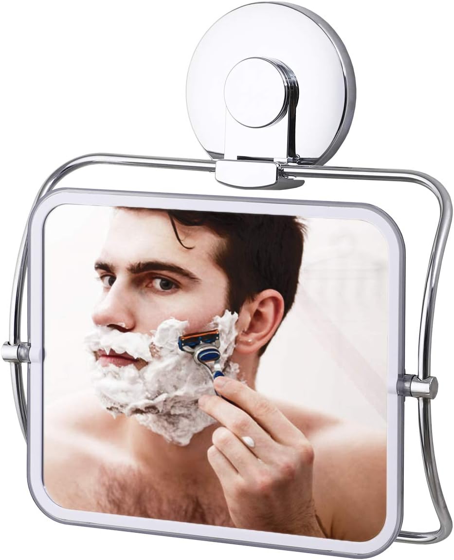 TAILI Shower Mirror NO-Drilling & Removable Shaving Mirrors Shatterproof & Rust-Resistant 360°Swivel for Bathroom Bedroom Vanity Countertop Traveling - Chrome: Kitchen & Dining