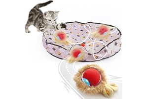 LEKEWPET Interactive Cat Toys for Indoor Cats, Automatic Ball Toy Rolling Motion Activates, Hide & Seek Game for cat Play, Rechargeable Bouncing Toy Keeps Kitten Entertained & Not Bored