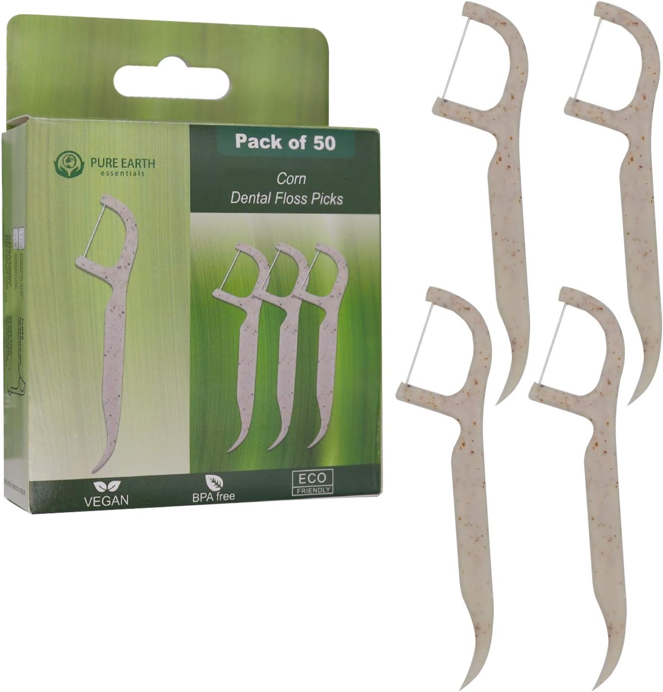 Biodegradable Dental Floss Picks Single Thread Shred Resistant Vegan