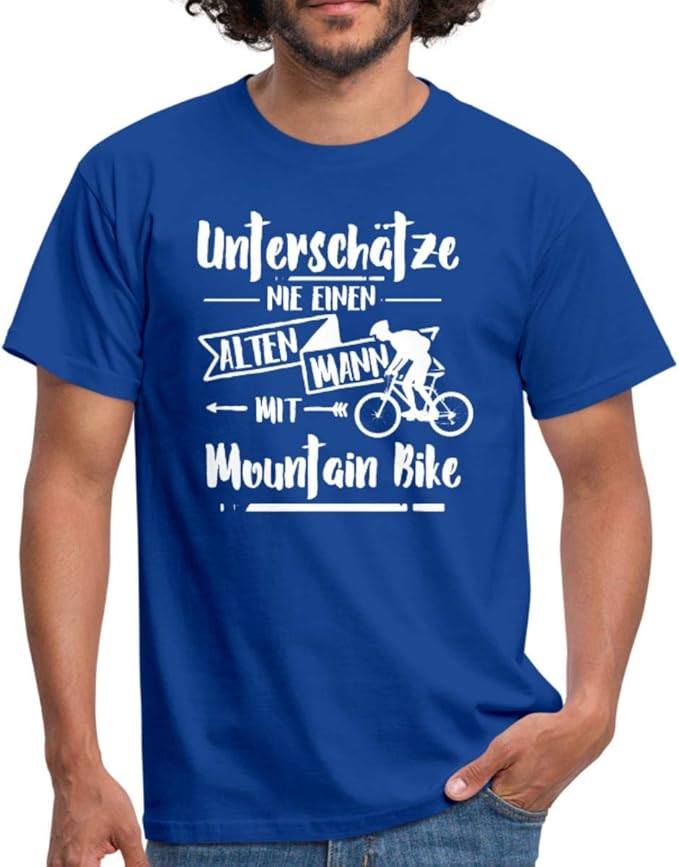 Unterschätze Nie Alten Mann Mit Mountainbike Spruch Männer TShirt
