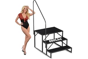 Aysiofdy Swimming Pool Ladder Above Ground Pools,3 Step Stool Ladder with Handrails, 440 lb Capacity SPA Steps, Heavy Duty Hot Tub Steps for Home Outdoor, Stairs Deck(1 Pcs)