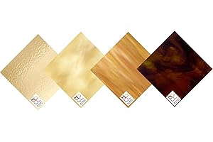 Wissmach 4 Sheet Amber Variety Stained Glass and Mosaic Glass (8"x6") by BiNARi Glass Studio