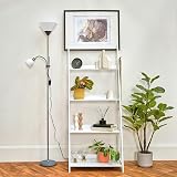 MiniSun Modern Metallic Silver 2 Way Floor Lamp with LED Bulbs view 4