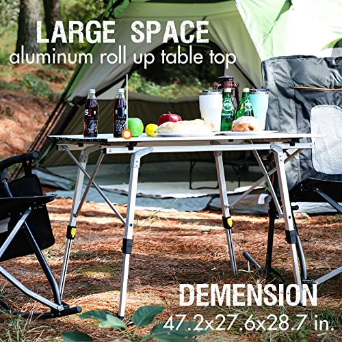 PORTAL Camping Table Portable Foldable with Adjustable Legs, Aluminum