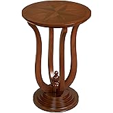 Touch of Class Ethan Round Accent Table Autumn Cherry - Made of Wood - Curved Legs - Wooden Side Furniture for Bedroom, Livin