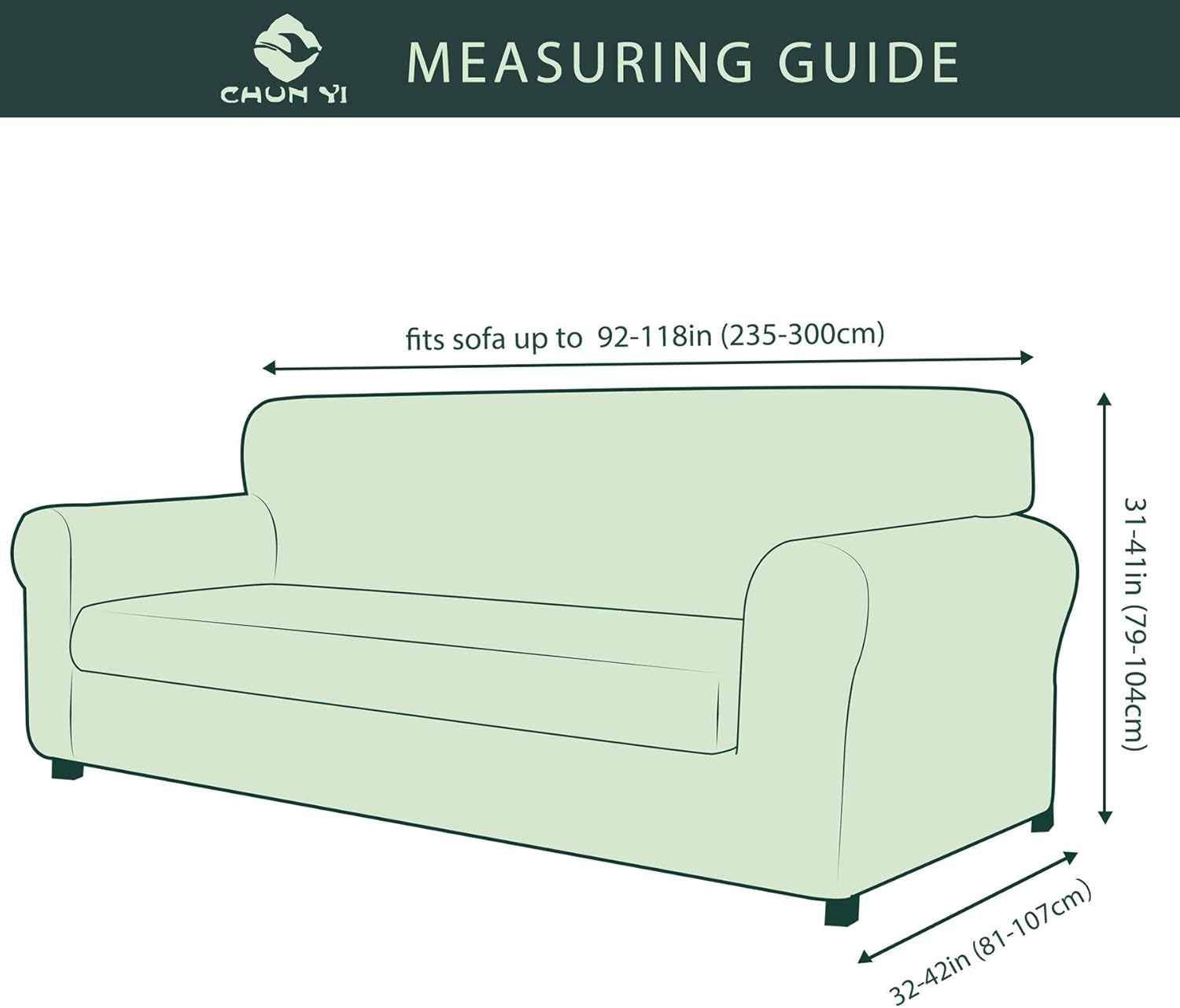 CHUN YI Stretch Sofa Slipcover 2-Piece Couch Cover Furniture Protector,Arm Chair Loveseat Coat Soft with Elastic Bottom, Checks Spandex Jacquard Fabric, X-Large, Gray: Furniture & Decor