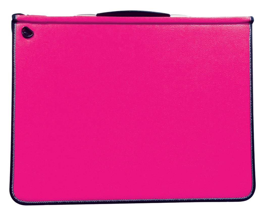 A2 Pink Padded Professional Leather-Look Ringed Portfolio – Stylish & Durable Presentation Portfolio with Zip Closure & Binder Rings for Documents & Artwork