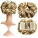 FESHFEN Short Messy Curly Hair Bun Piece Up Do Drawstring Ponytail Hair Extensions Chignon Hair Comb Clip Scrunchy Scrunchie-27T613 Strawberry Blonde & Bleach Blonde Ombre