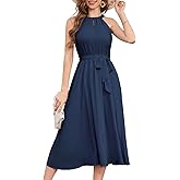 Bbonlinedress Women Halter Chiffon Wedding Cocktail Bridesmaid Summer Dress Formal Beach Prom Party Maxi Flowy Sun Dress