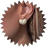 Vacaonio Vintage White Heart Stud Earrings Acrylic Heart Earrings Small Heart Stud Earrings Puffed Heart Love Earrings Jewelry for Women