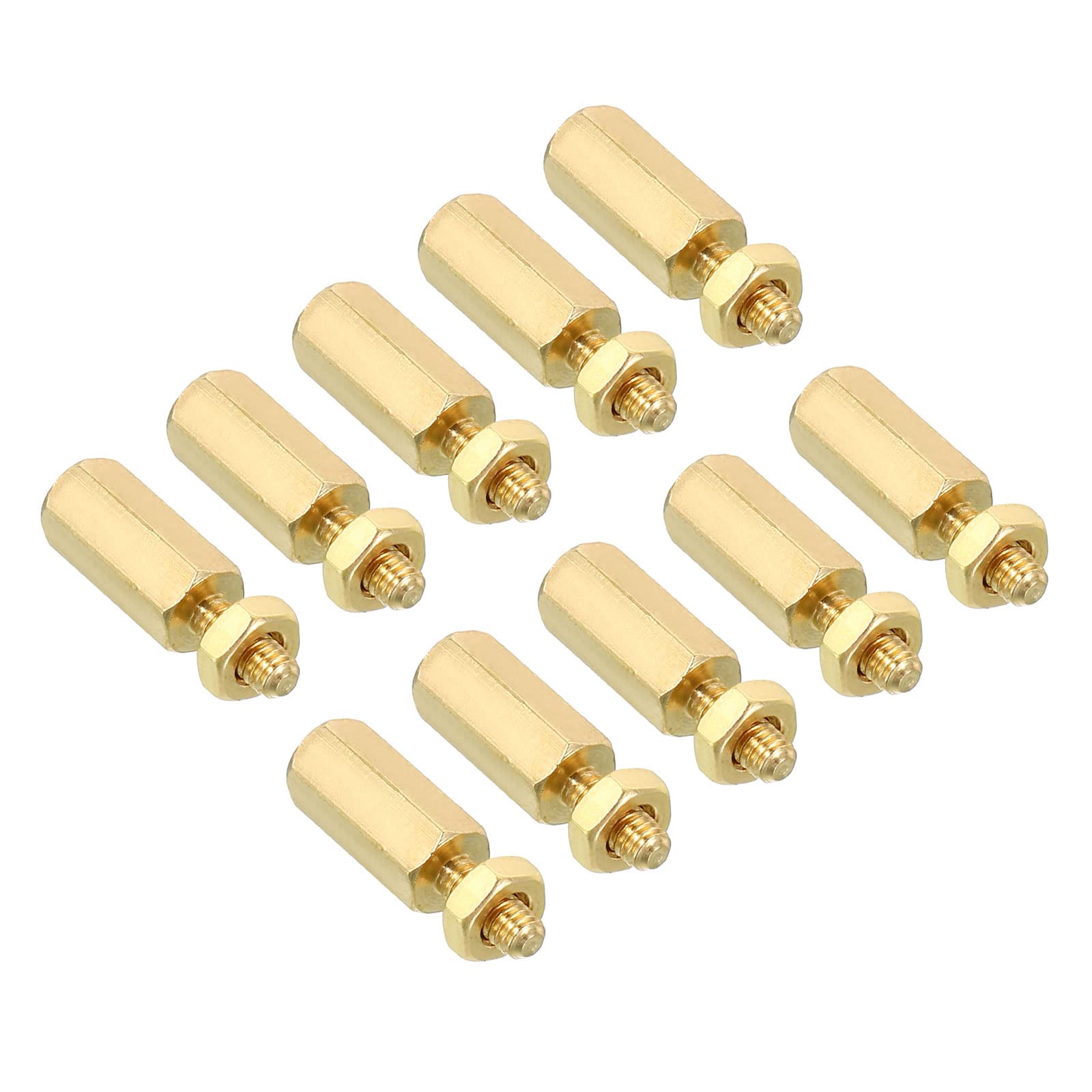 PATIKIL 10mm+6mm M2.5 Standoff Screws, 40 Pack Brass Hex PCB Standoffs Nuts for Motherboards, Computer Cases, Circuit Boards, Electronics, Gold Tone