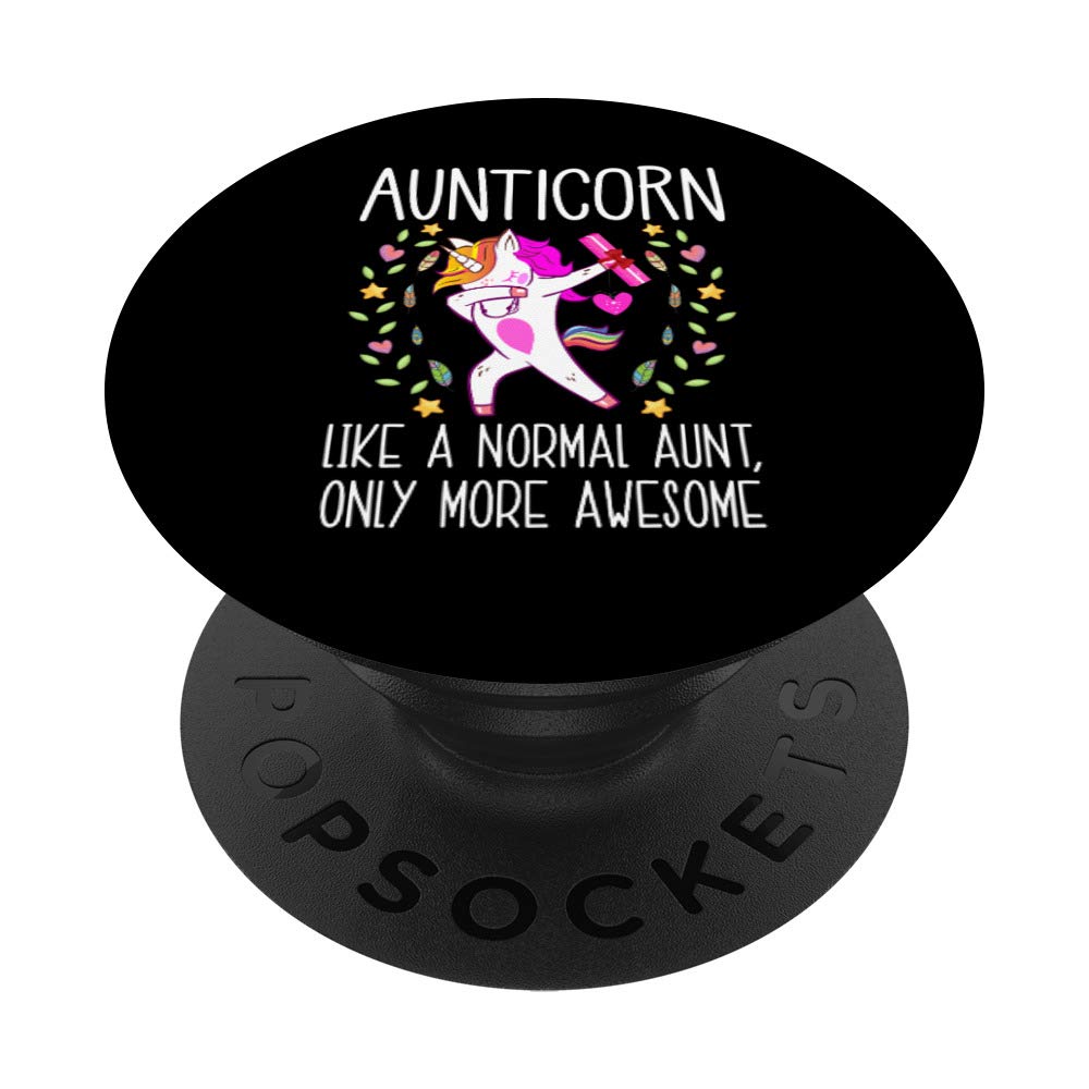 Funny Auntiecorn Unicorn Aunt Floral Women Gift Auntie Aunty PopSockets PopGrip: Swappable Grip for Phones & Tablets