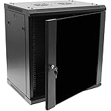 NavePoint 12U Deluxe IT Wallmount Cabinet Enclosure 19-Inch Server Network Rack with Locking Glass Door 16-Inches Deep Black