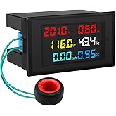 DROK AC Meter, AC 80-300V 100A Voltage Current Power Factor Frequency Electric Energy Monitor Ammeter Voltmeter Multimeter Te