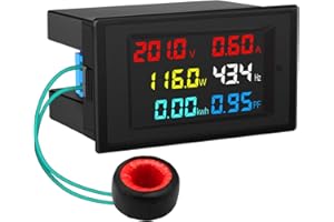 AC Monitor Meter, DROK 80-300V 100A Voltage Current Power Factor Frequency Electric Energy LCD Tester Voltmeter Ammeter Volt 